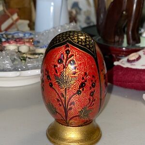 hand-painted wooden Ukrainian or Russian Egg with stand